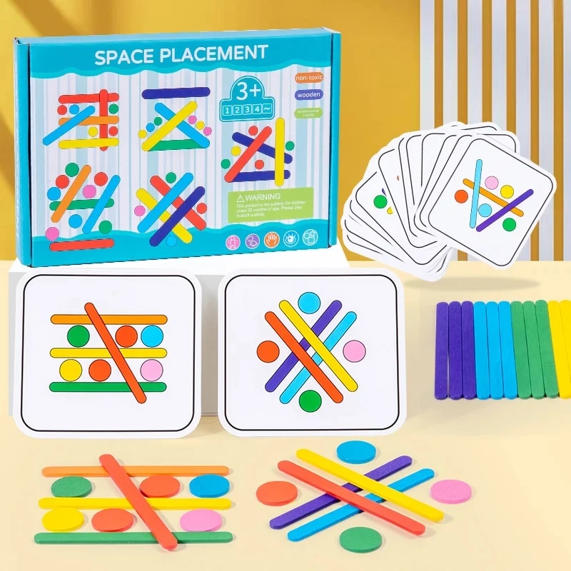 Kids Education Table - Çocuklar Gökkuşağı Sopa Düşünme Bulmaca Ahşap